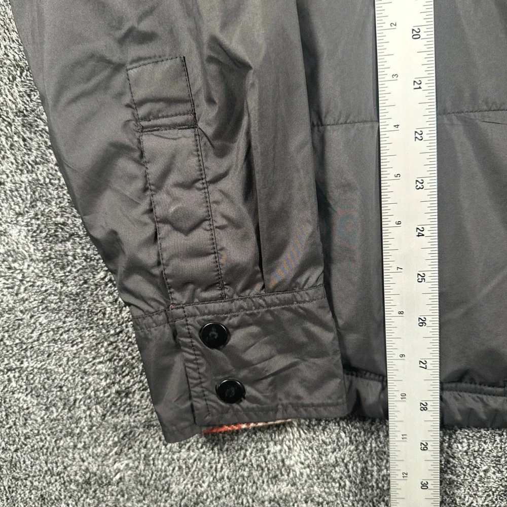 The North Face Jacket Mens S Reversible Quilted Plaid Flannel Black Red Puffer